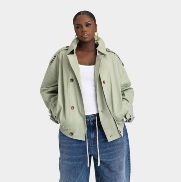Target Jackets & Blazers - KBB By Kahlana Light Sage Utility Cropped Trench Jacket - Women